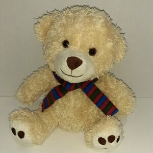 Go! Tan Teddy Bear w/ Scarf 10" Winter Christmas Holiday Plush Stuffed Animal